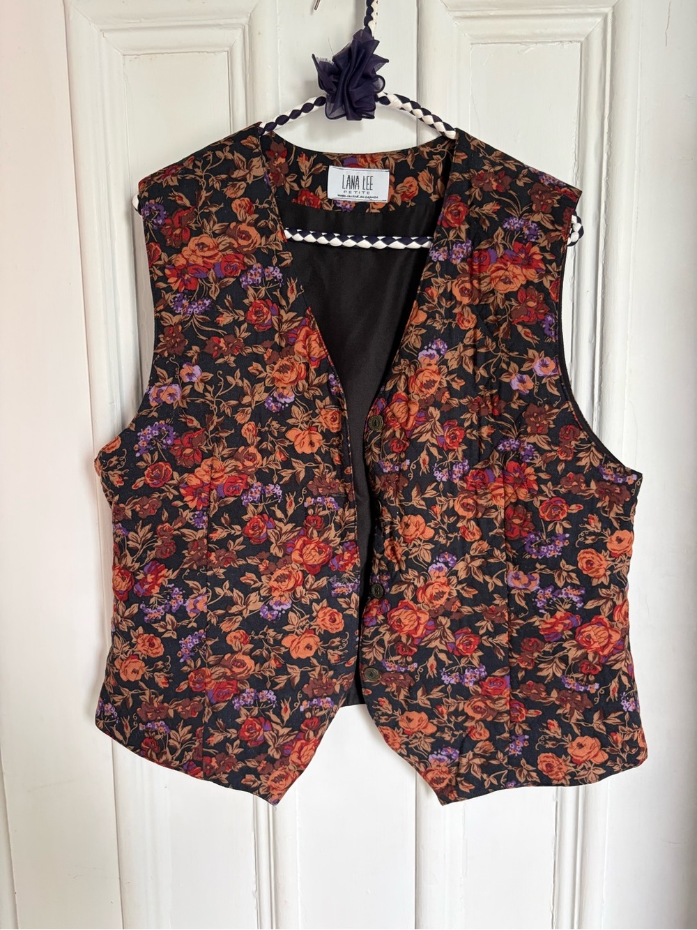 Vintage Lana Lee Floral Quilted Vest